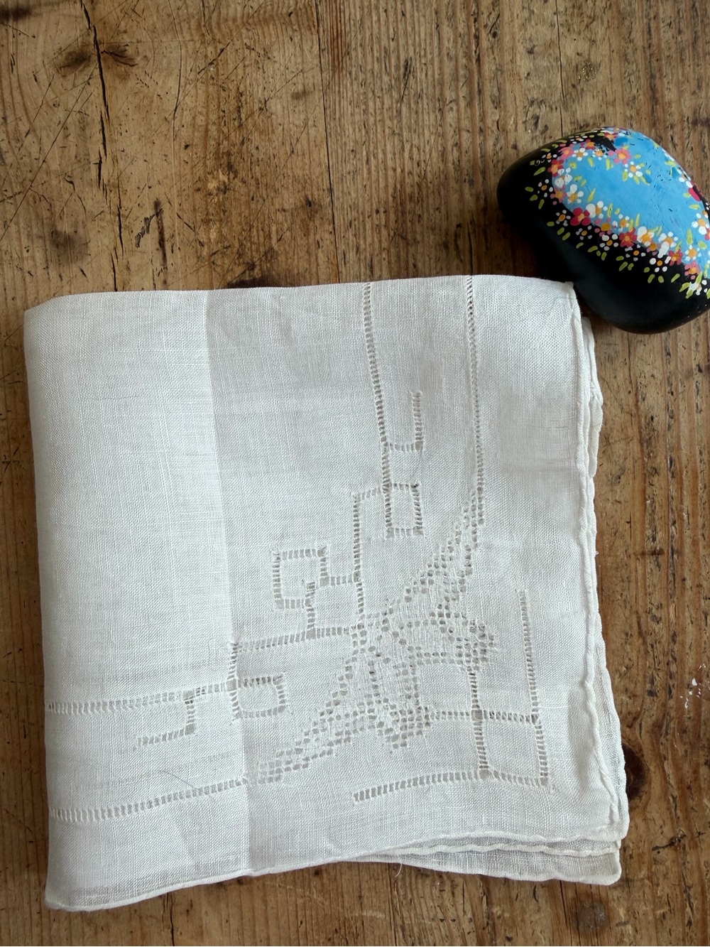 Antique pure Irish linen lace handkerchief